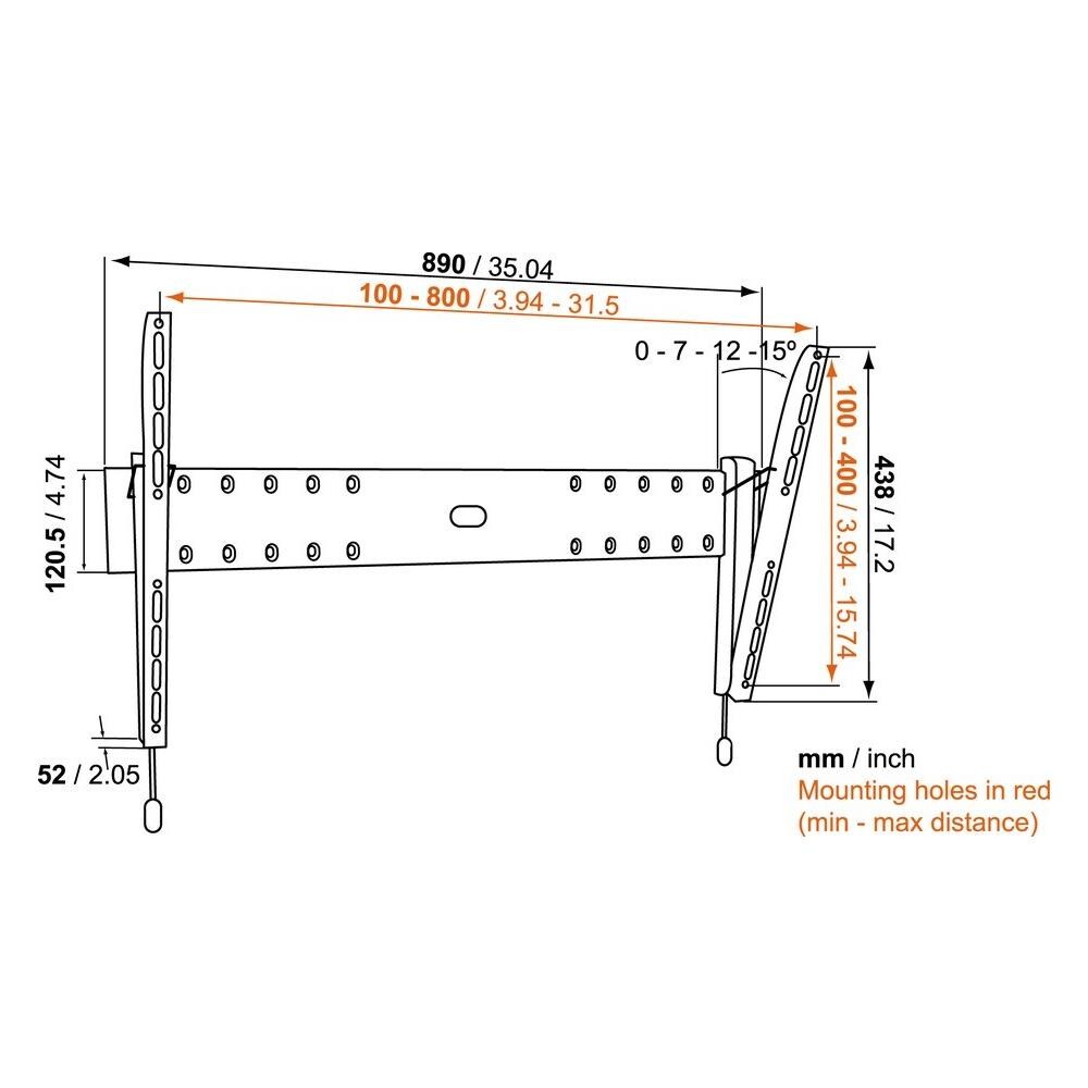 BASE 15 L TILT Supporto a Parete per schermi LCD / LED / PLASMA 40-65'' Portata Max 45Kg - Foto 2