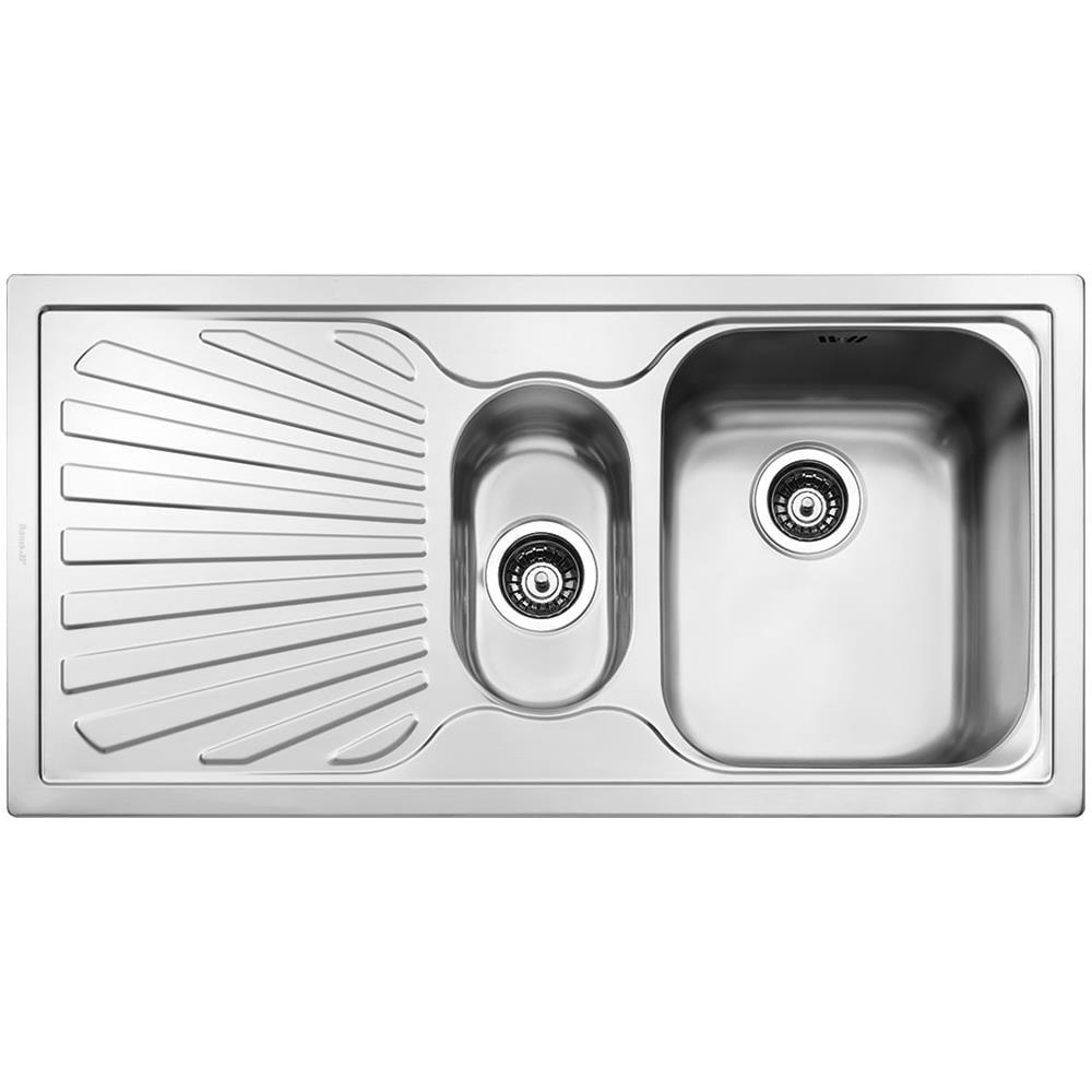 Lavello SP102S 2 Vasche Gocciolatoio a Sinistra Dimensioni 34 x 21 cm Colore Inox Estetica Classica - Foto 2