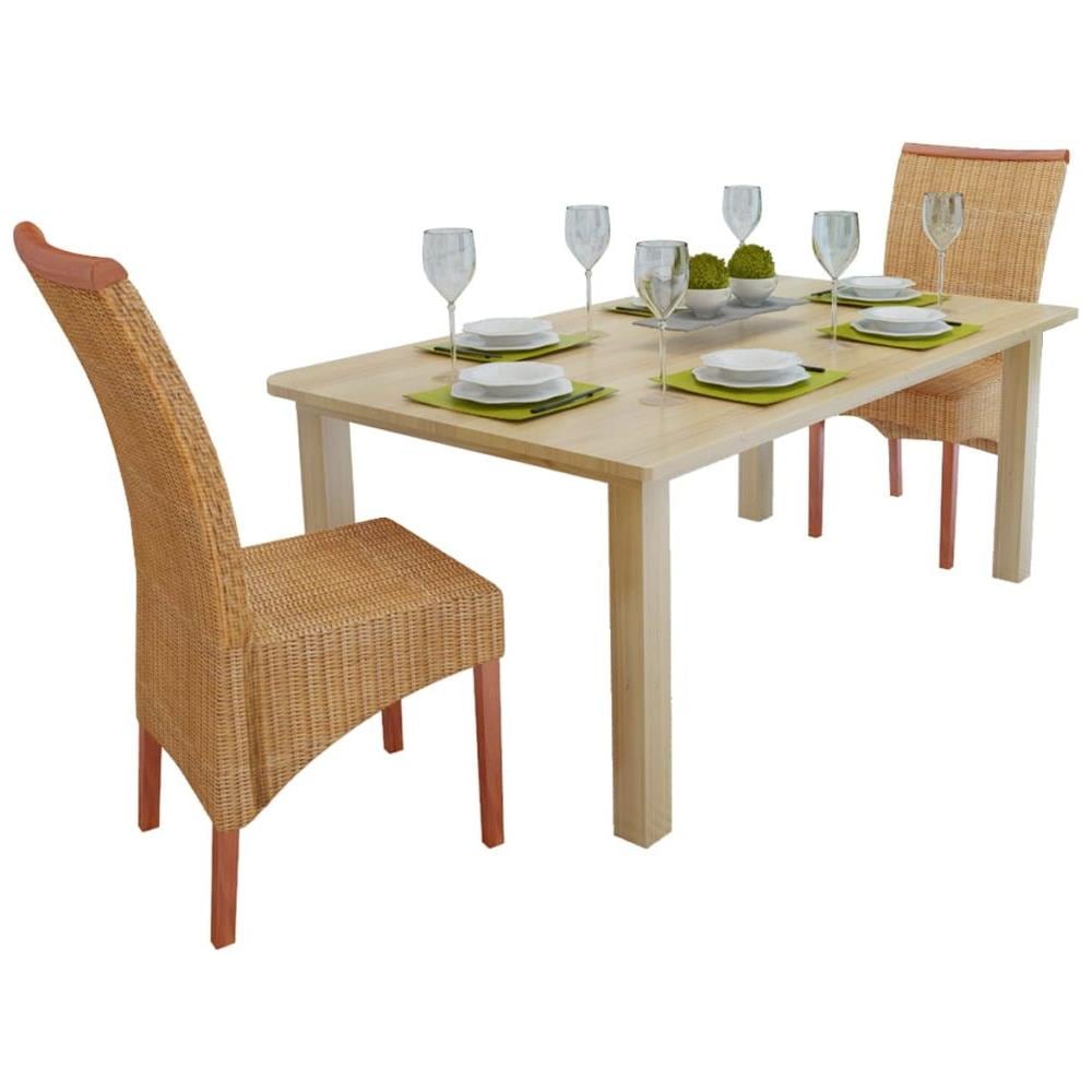 Sedie da Pranzo 4 pz Marroni in Rattan Naturale 47 x 50 x 97 cm - Foto 1