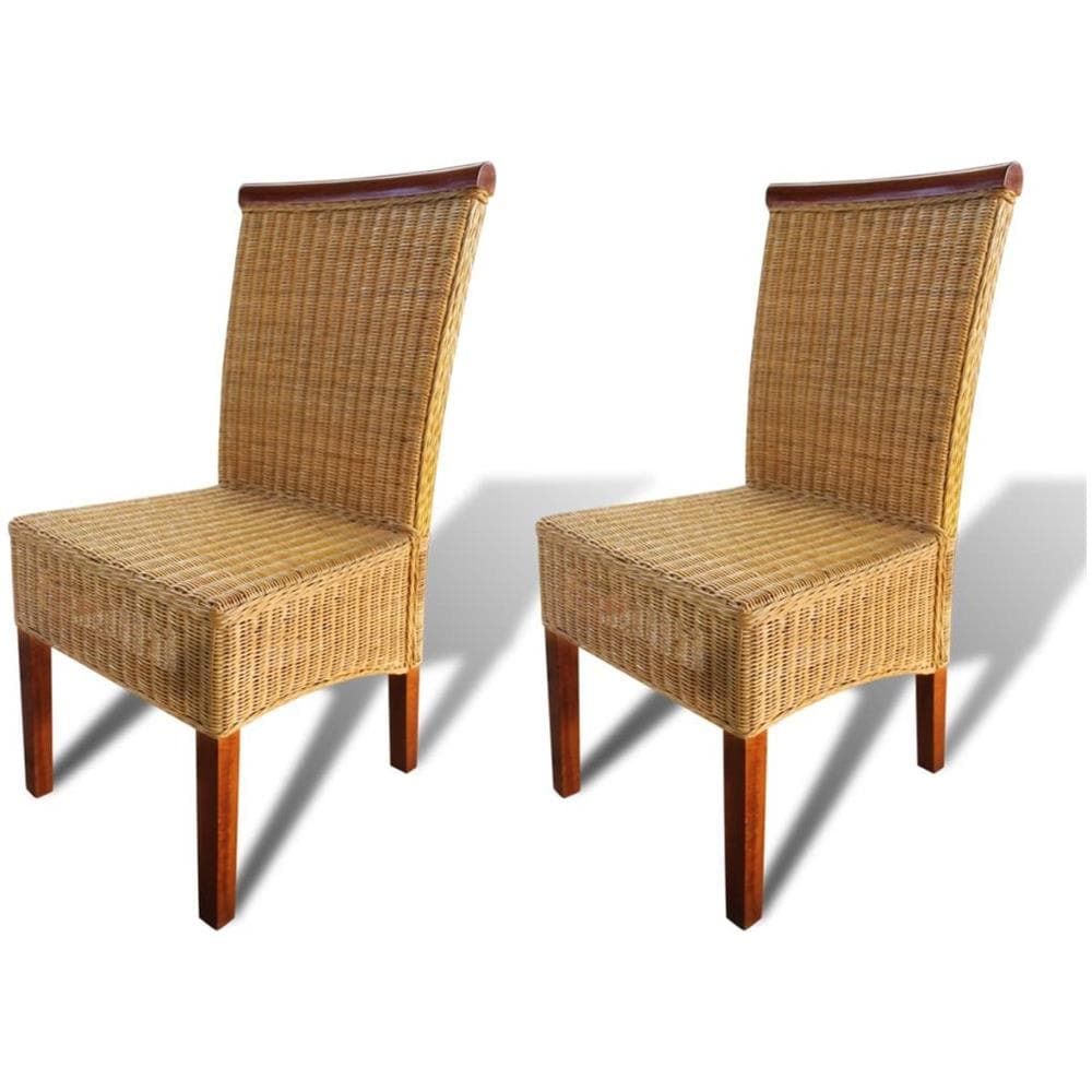 Sedie da Pranzo 4 pz Marroni in Rattan Naturale 47 x 50 x 97 cm - Foto 2