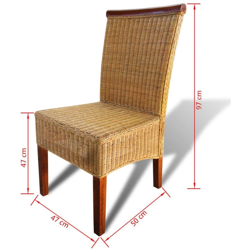 Sedie da Pranzo 4 pz Marroni in Rattan Naturale 47 x 50 x 97 cm - Foto 12