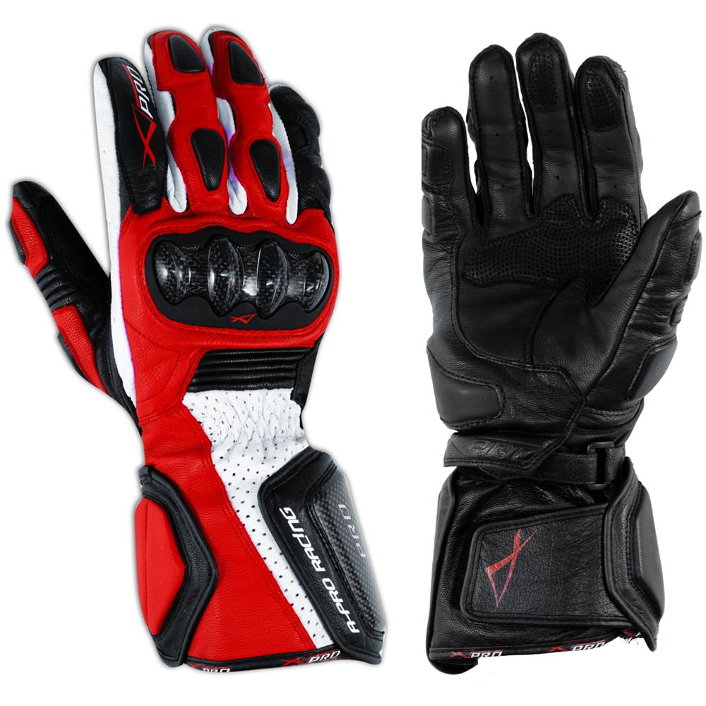 Guanto Pista Moto Tecnico Protezioni Carbonio Professionale Pelle Rosso L - Foto 1