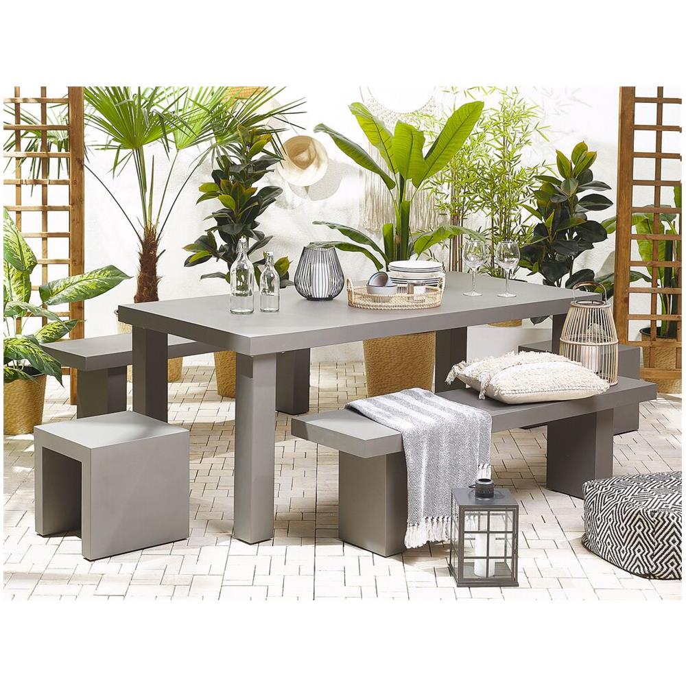 Set Da Giardino In Cemento Grigio 6 Posti 2 Panche A T E 2 Sgabelli Taranto - Foto 2