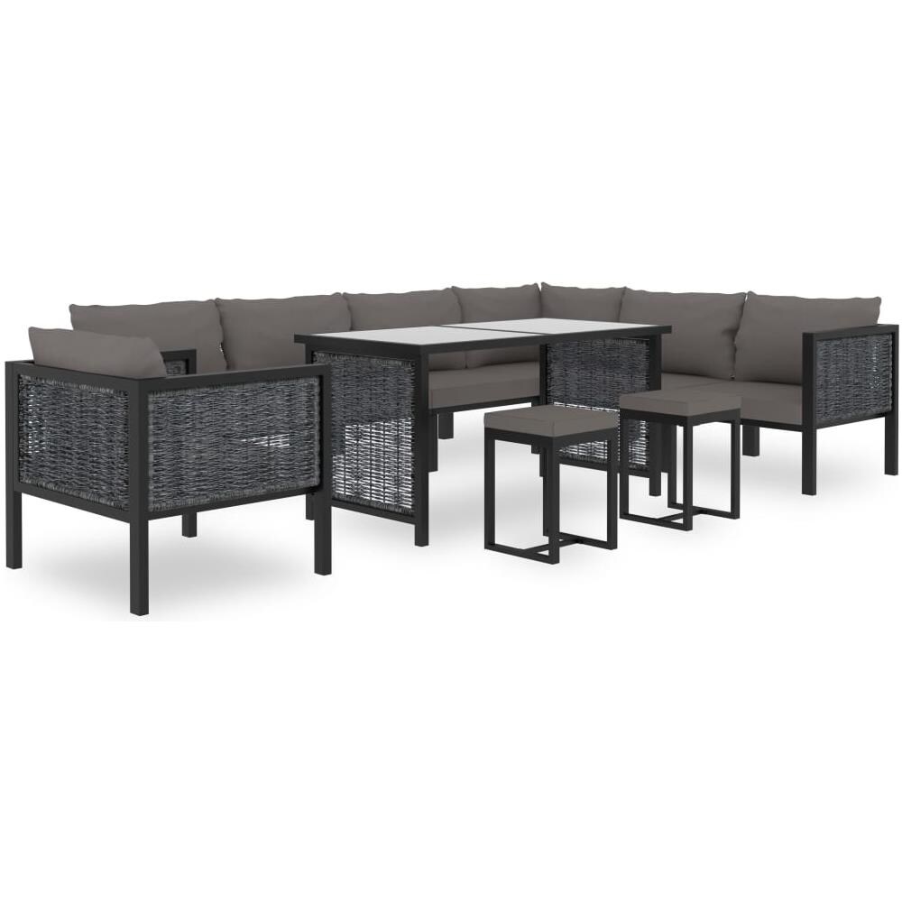 Divano ad Angolo Modulare Bracciolo Destro Polyrattan Antracite - Foto 10