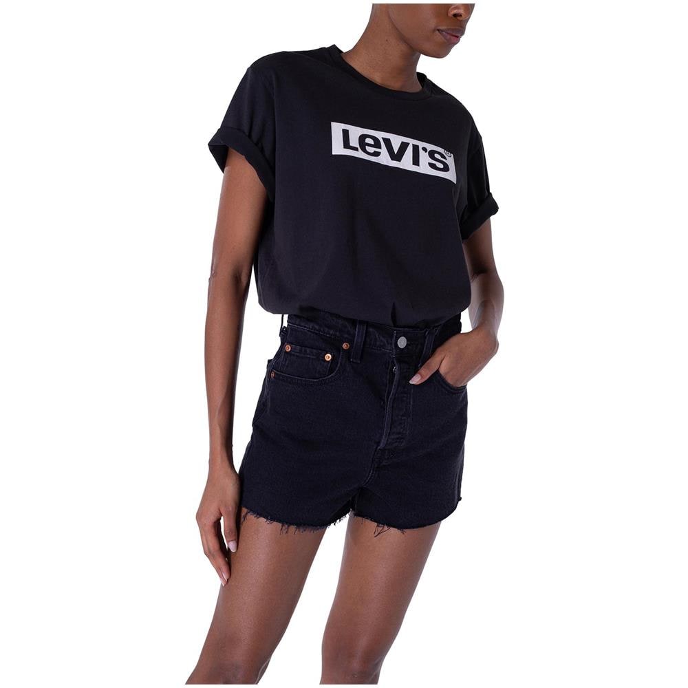 Shorts Donna In Denim Stretch Con Orlo Sfrangiato - Foto 2