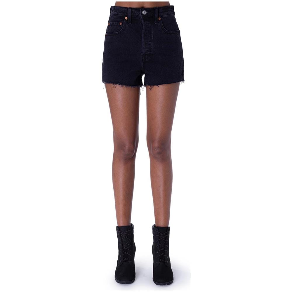 Shorts Donna In Denim Stretch Con Orlo Sfrangiato - Foto 1