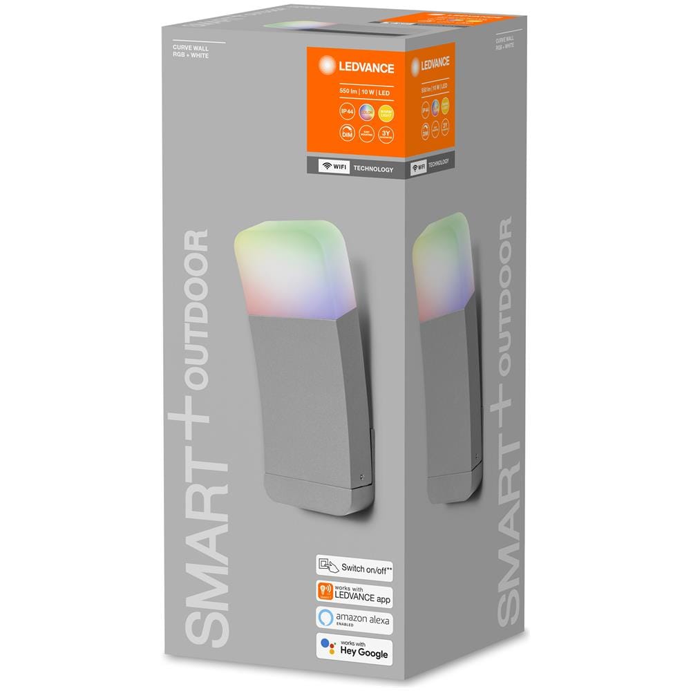 Ledvance Luce Da Esterno Smart Led Da Parete, Wifi, Smart+ Curve Multicolor / 9 W, 220…240 V, Rgbw, 3000 K, Materiale: Alluminio - Foto 2