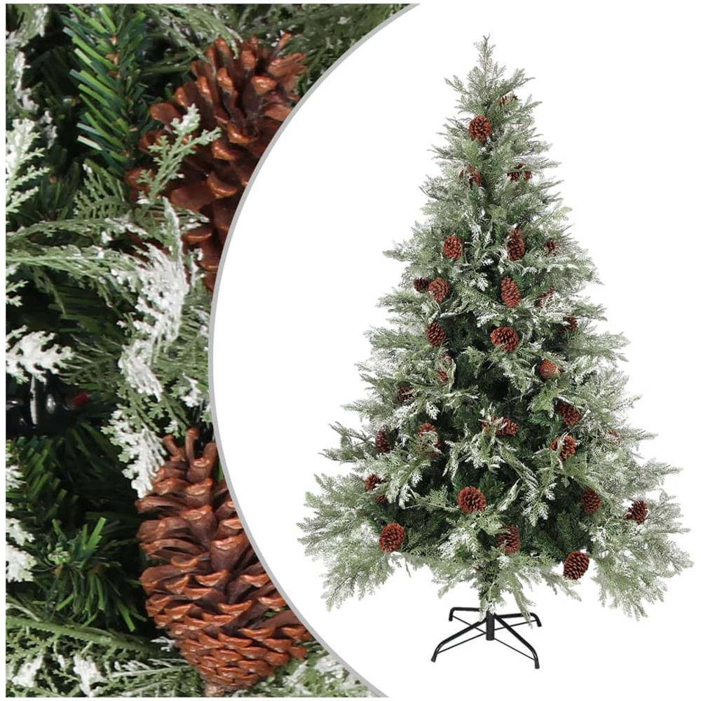 Albero Di Natale Con Pigne Verde E Bianco 120 Cm In Pvc E Pe - Foto 1
