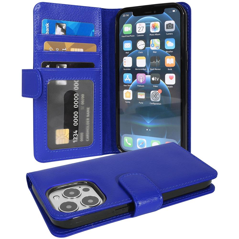 Custodia Compatibile Con Apple Iphone 13 Pro Max In Blu Marina - Coperchio Protettivo Con Chiusura Magnetica E 3 Slot Per Carte - Foto 1