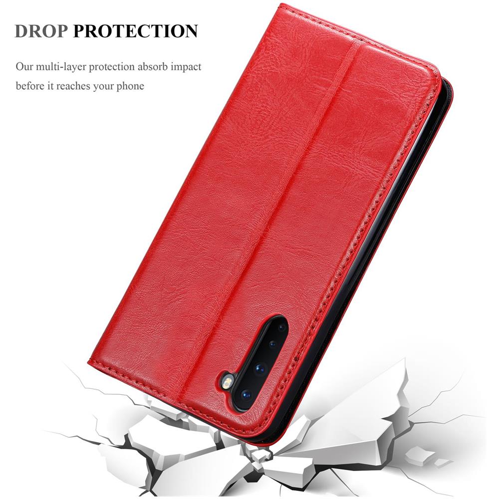Custodia Compatibile Con Oneplus Nord In Rosso Mela - Coperchio Protettiva Con Chiusura Magnetica, Funzione Stand E Tasca Per Le Carte - Foto 8