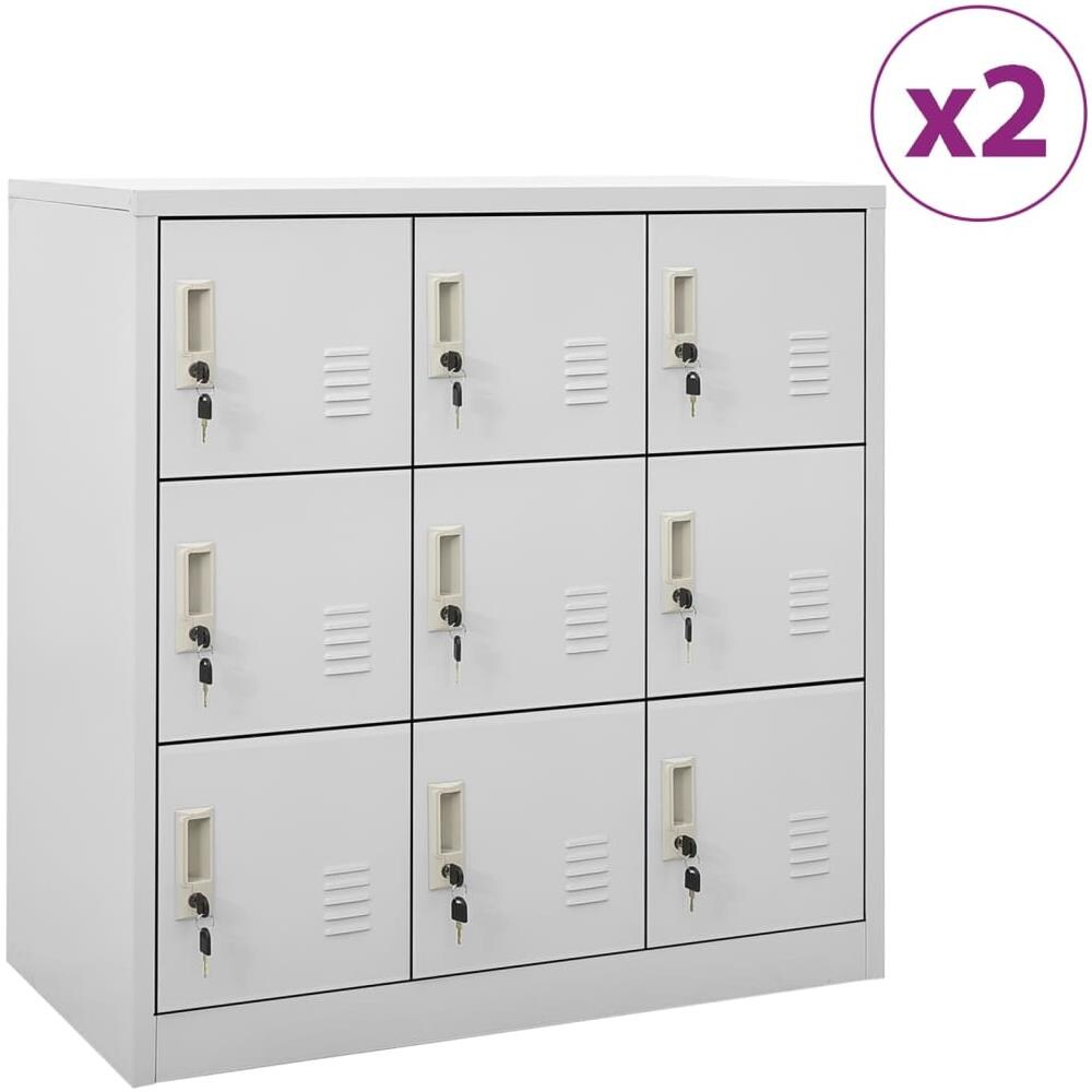 Armadietti Con Chiave 2 Pz Grigio Chiaro 90x45x92,5 Cm Acciaio - Foto 1