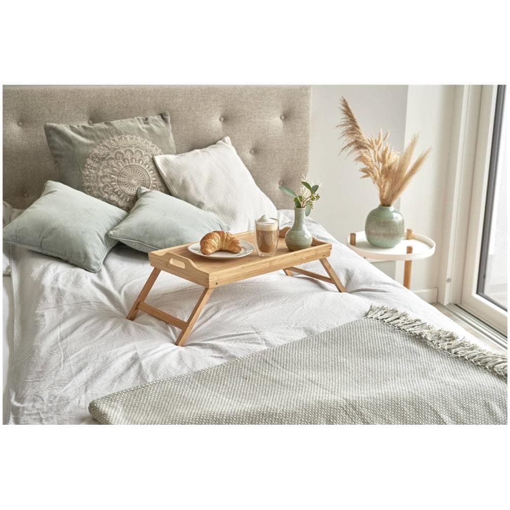 Tavolo Da Colazione, Vassoio In Bambù Con Piedini, 50x30 Cm, - Foto 5
