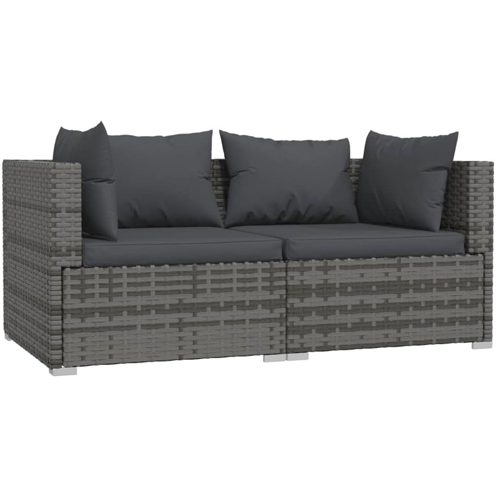 Divano A 2 Posti Con Cuscini In Polyrattan Grigio - Foto 1