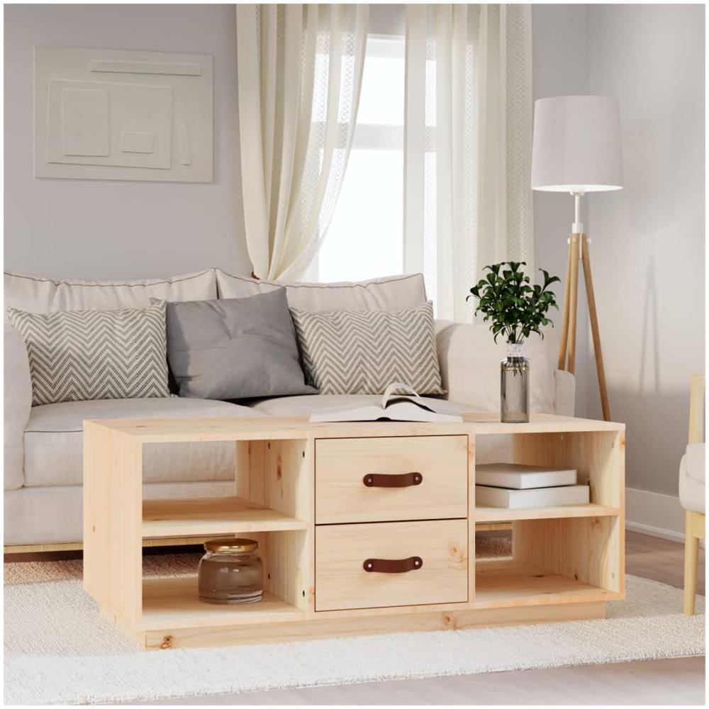Tavolino Da Salotto 100x50x41 Cm Legno Massello Di Pino - Foto 1