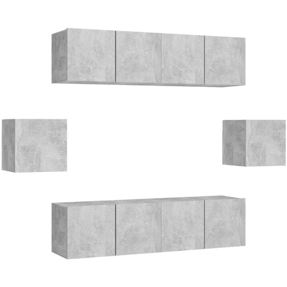 Set Porta Tv 6 Pz Grigio Cemento In Truciolato - Foto 2