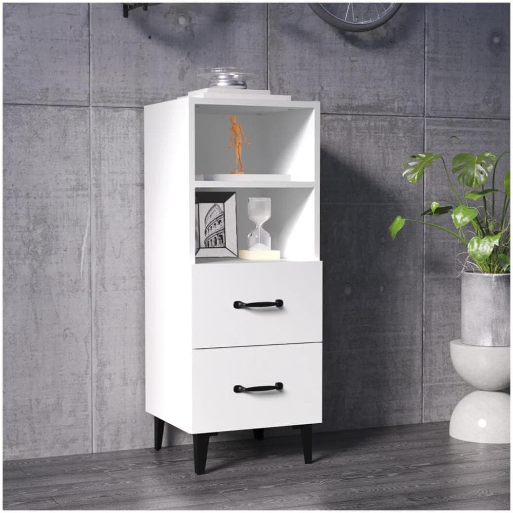 Credenza Bianca 34,5x34x90 Cm In Legno Multistrato - Foto 1