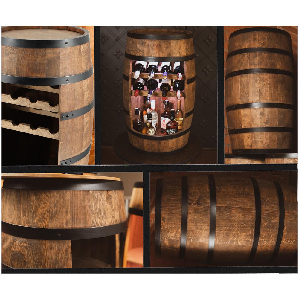 Cantinetta In Legno Con Luci A Led Rgb, Barile In Legno, Da 80 Cm Di Altezza, Botte Di Vino, Scaffale Per Bottiglie Di Alcol, Portabottiglie In Legno (wenge)  - Foto 2