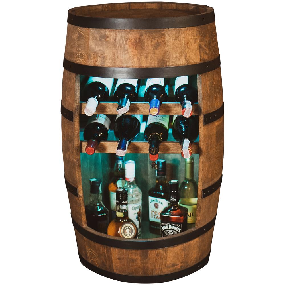 Cantinetta In Legno Con Luci A Led Rgb, Barile In Legno, Da 80 Cm Di Altezza, Botte Di Vino, Scaffale Per Bottiglie Di Alcol, Portabottiglie In Legno (wenge)  - Foto 1