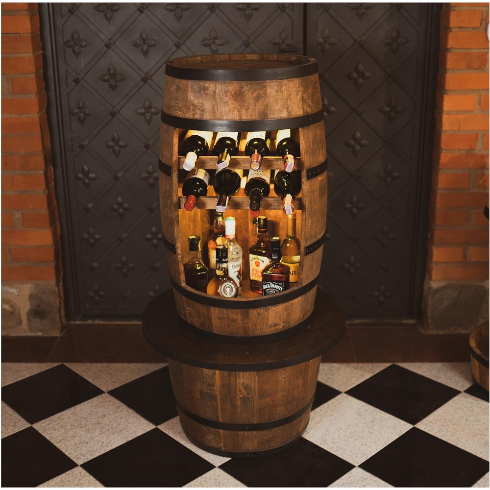 Cantinetta In Legno Con Luci A Led Rgb, Barile In Legno, Da 80 Cm Di Altezza, Botte Di Vino, Scaffale Per Bottiglie Di Alcol, Portabottiglie In Legno (wenge)  - Foto 3