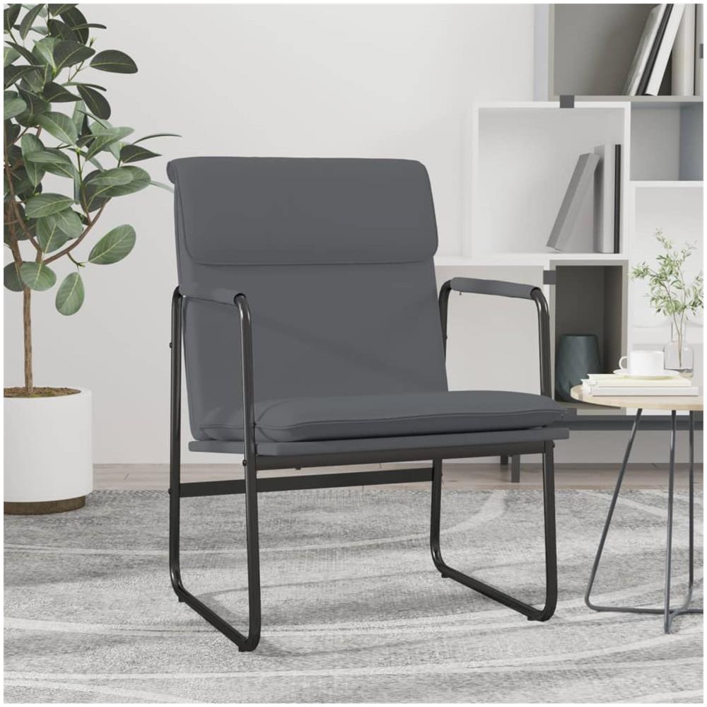 Sedia Lounge Grigia 55x64x80 Cm In Similpelle - Foto 1