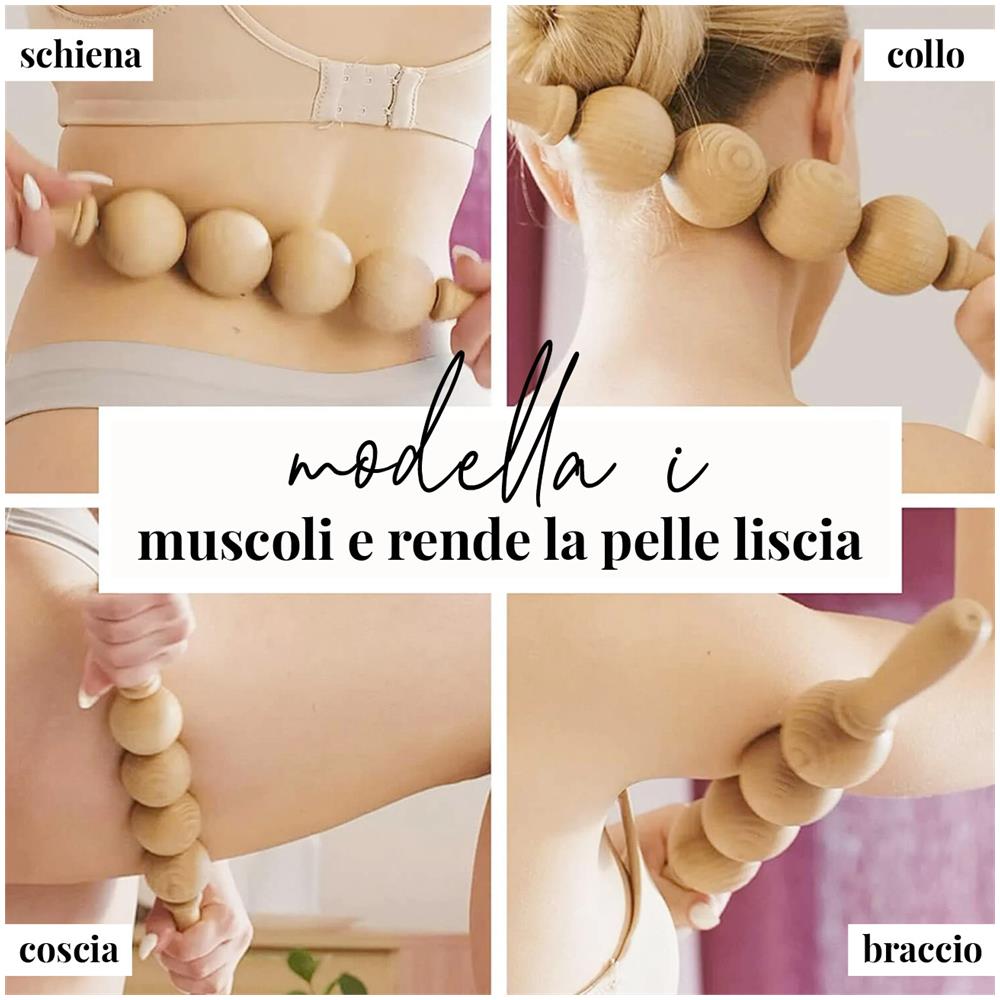 Rullo Massaggiatore Cellulite In Legno A Sfera - Massaggio Linfodrenante Per Il Corpo Con Maderoterapia - Foto 2
