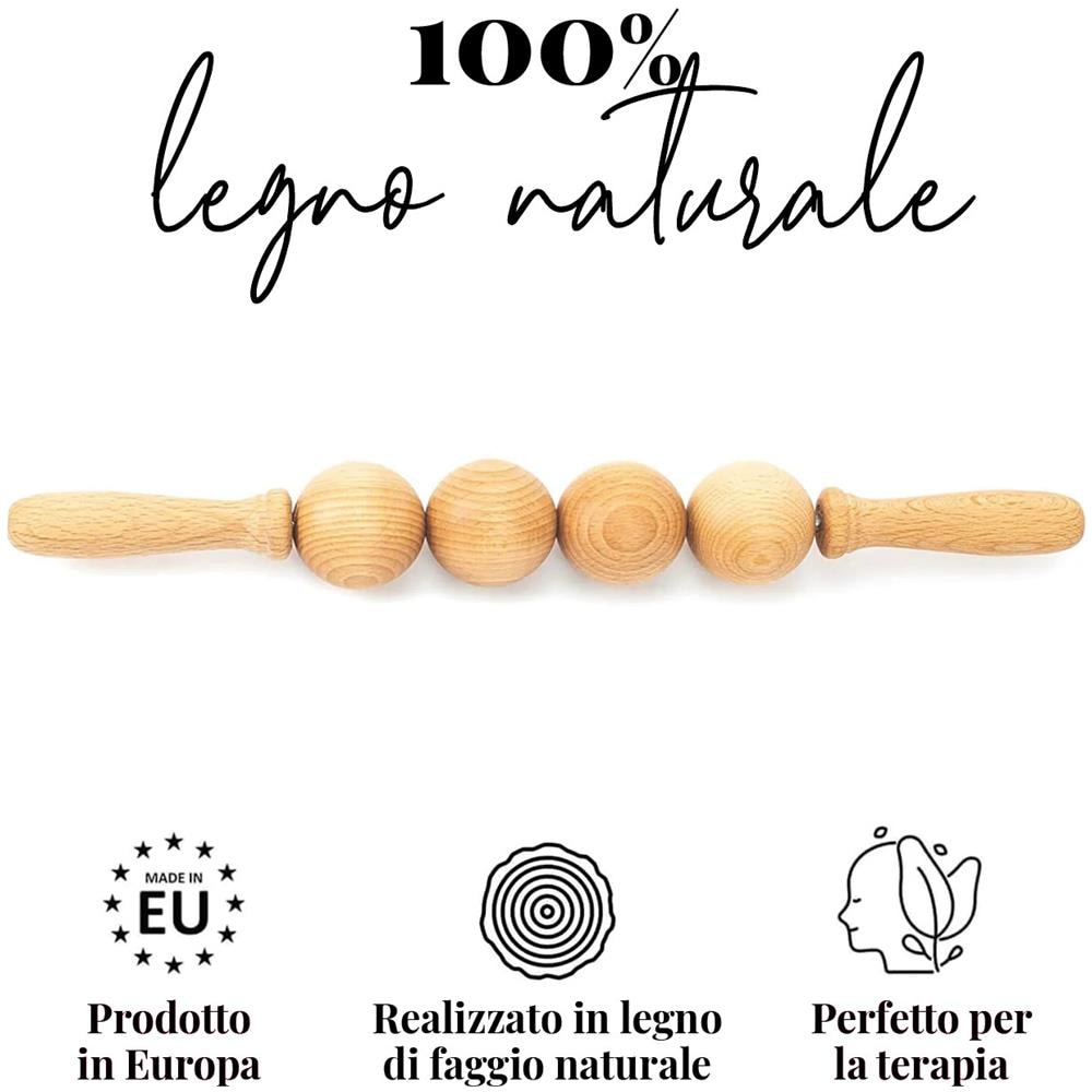 Rullo Massaggiatore Cellulite In Legno A Sfera - Massaggio Linfodrenante Per Il Corpo Con Maderoterapia - Foto 1