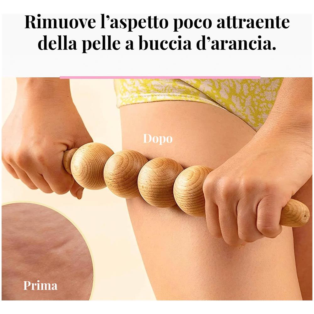 Rullo Massaggiatore Cellulite In Legno A Sfera - Massaggio Linfodrenante Per Il Corpo Con Maderoterapia - Foto 3