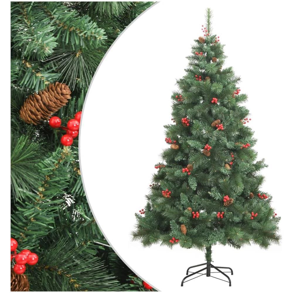 Albero Natale Artificiale Incernierato Con Pigne E Bacche 180cm - Foto 1