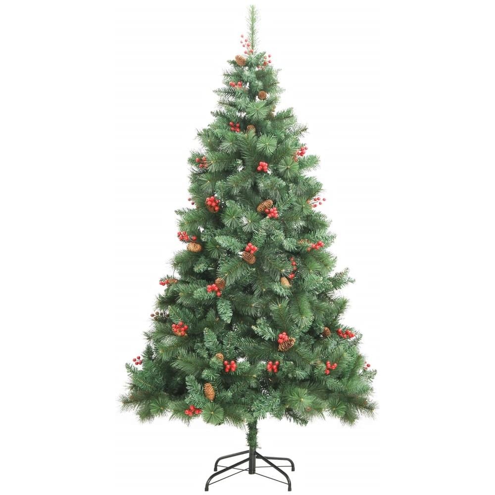 Albero Natale Artificiale Incernierato Con Pigne E Bacche 180cm - Foto 2