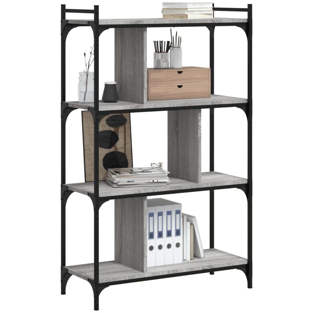 Libreria Grigio Sonoma 4 Ripiani 76x32x123 Cm Legno Multistrato - Foto 3