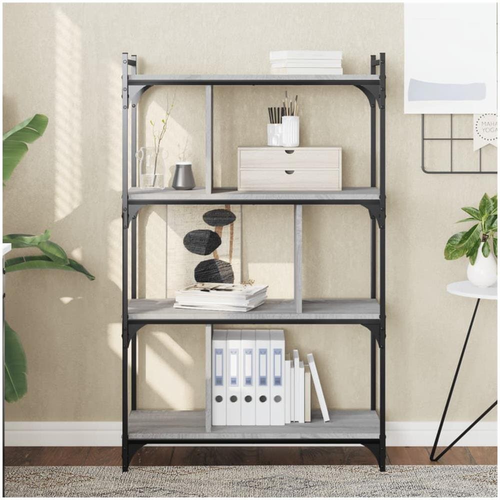 Libreria Grigio Sonoma 4 Ripiani 76x32x123 Cm Legno Multistrato - Foto 1