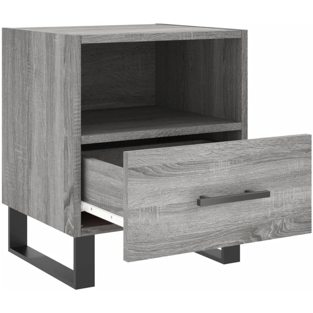 Comodino Grigio Sonoma 40x35x47,5 Cm In Legno Multistrato - Foto 3