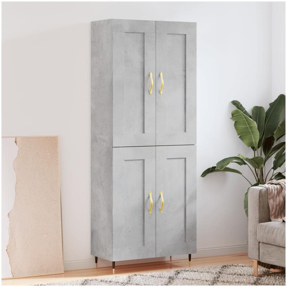 Credenza Grigio Cemento 69,5x34x180 Cm In Legno Multistrato - Foto 1