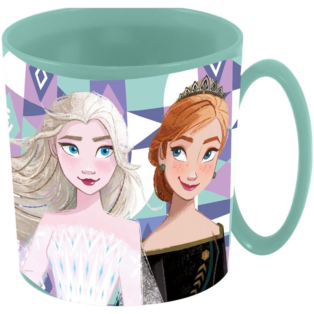 Disney Tazza Azurra Per Bambine In Plastica Frozen Elsa E Anna Da 350 Ml Adatta Al Microonde - Foto 1
