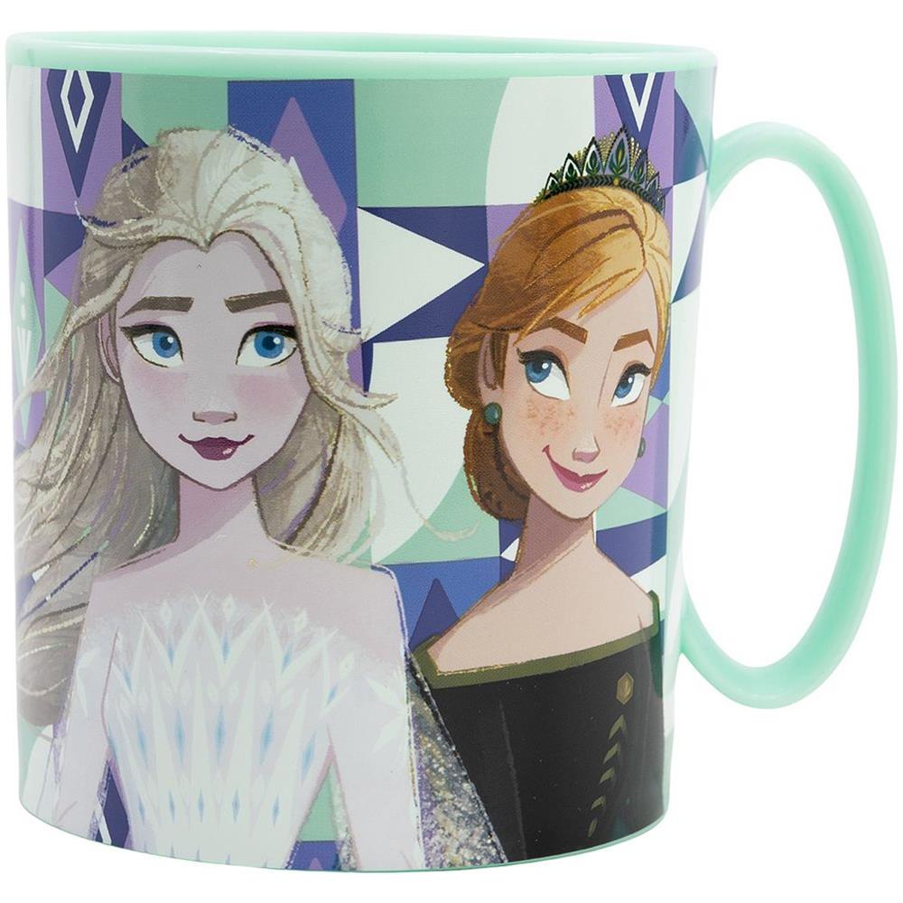 Disney Tazza Azurra Per Bambine In Plastica Frozen Elsa E Anna Da 350 Ml Adatta Al Microonde - Foto 2