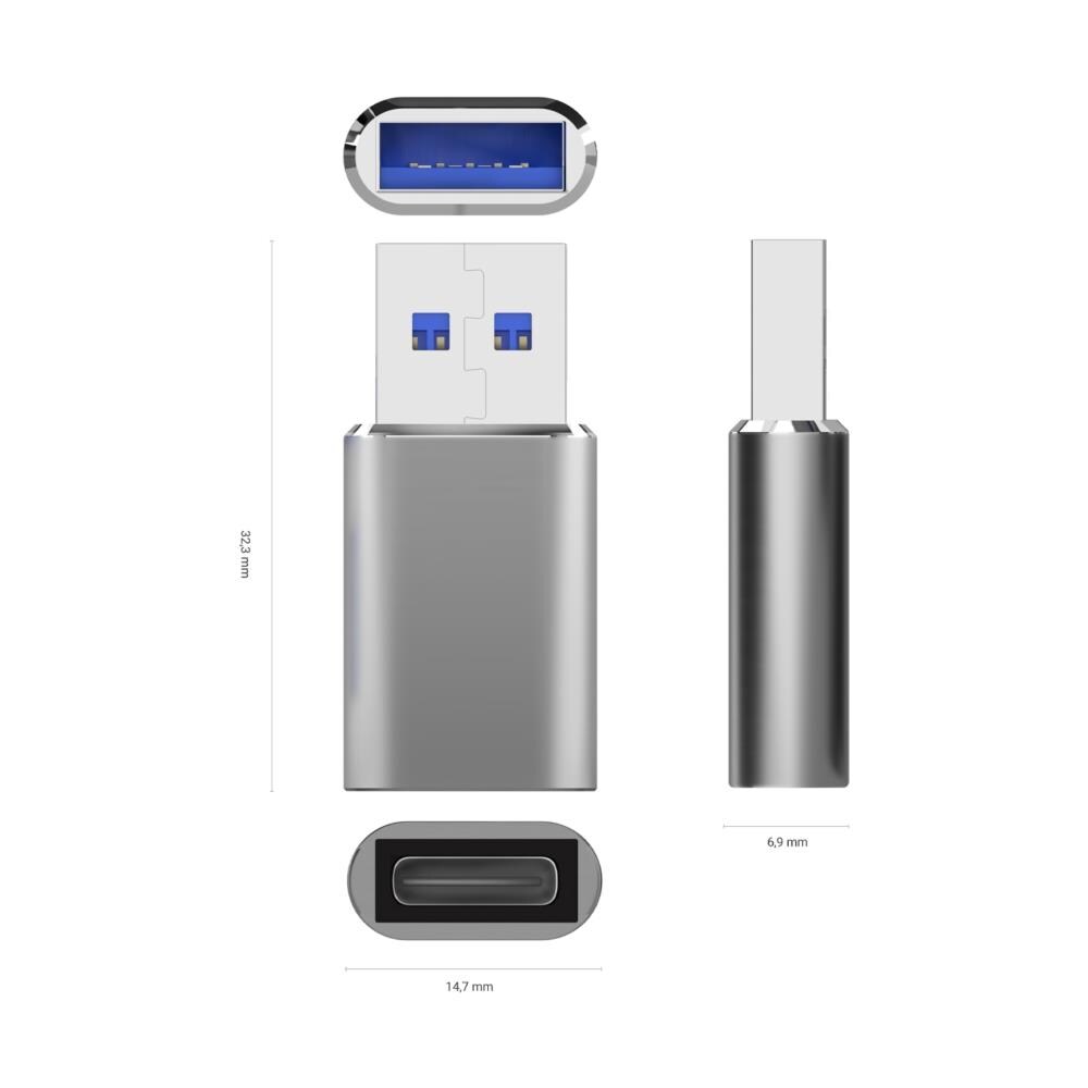 A108-0677 adattatore per inversione del genere dei cavi USB Type-C USB tipo A Grigio - Foto 3