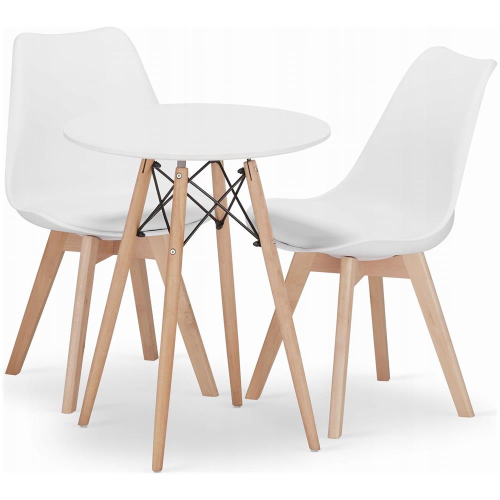 Tavolo rotondo Valora KOVA Ø60 bianco + 2 sedie RIKX bianche - Foto 1