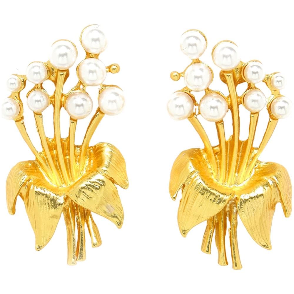 Orecchini con Perle a Ibisco Placcati Oro - Foto 1