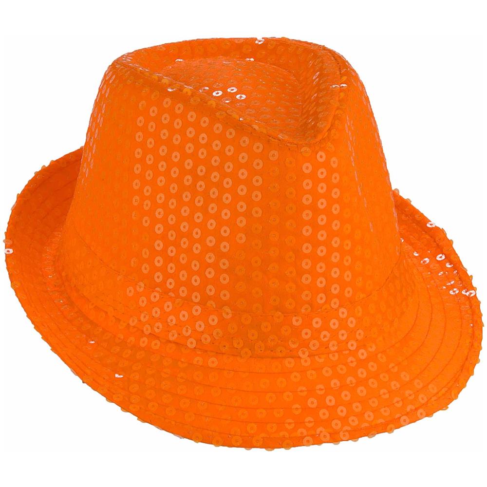 takestop/® CAPPELLO BORSALINO PAILLETTES fucsia rosa neon fluo SPETTACOLO TEATRO PAILLETTE BALLO CAPPELLINO RASO UOMO DONNA SLIM