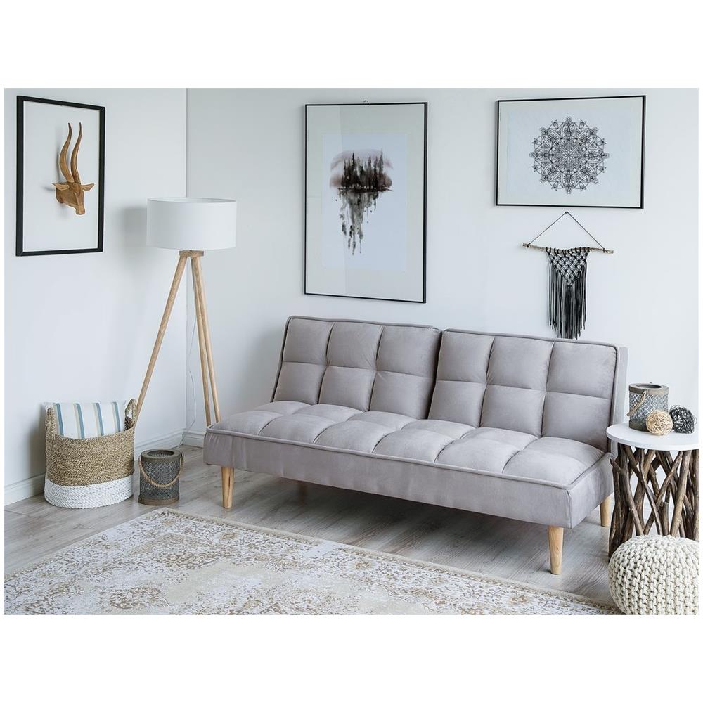 Divano Letto Moderno In Tessuto Grigio Chiaro Siljan - Foto 2