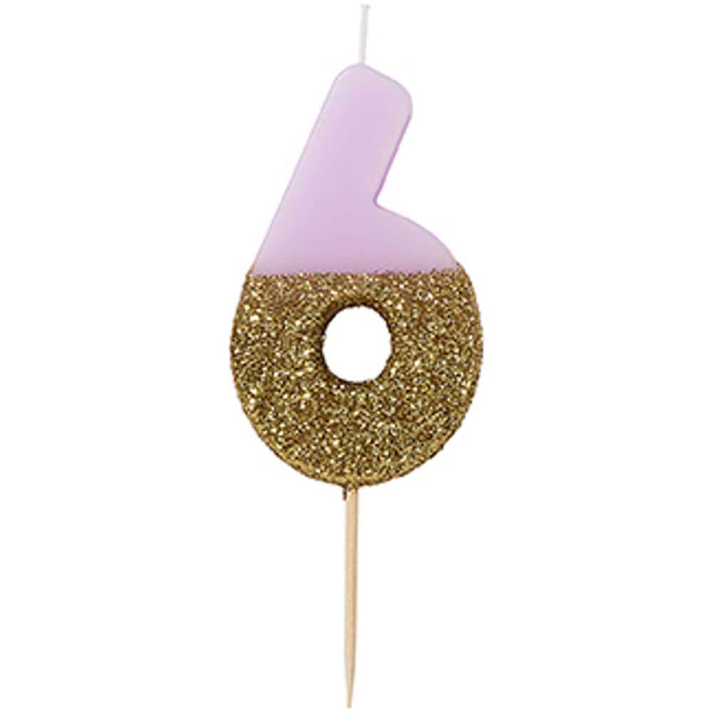 Talking Tables - Candelina Numero 6 Rosa E Oro - Foto 1