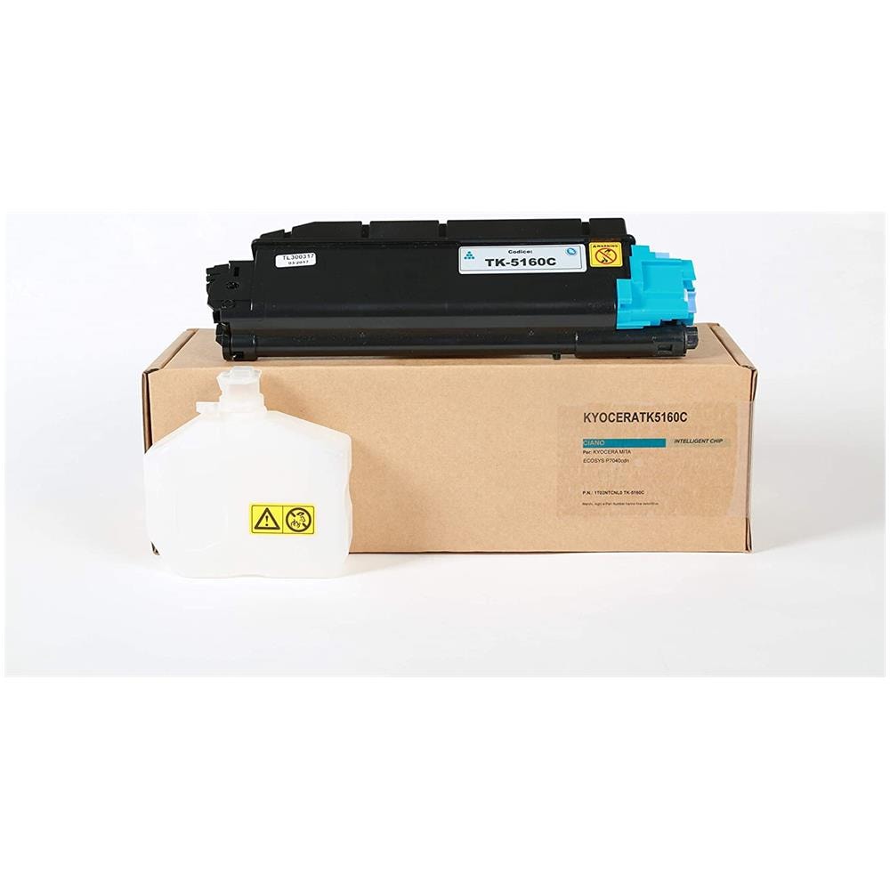 TONER COMPATIBILE -  Kyocera Tk-5160c Ciano 1t02ntcnl0 Per Ecosys P7040cdn Fornito Di Intelligent Chip Capacità 12000 Copie Made In Italy - Foto 2