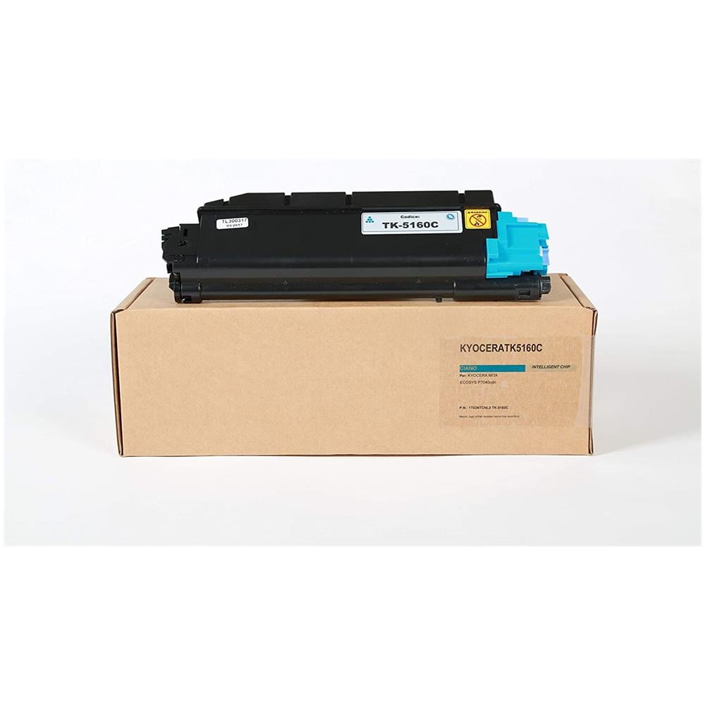 TONER COMPATIBILE -  Kyocera Tk-5160c Ciano 1t02ntcnl0 Per Ecosys P7040cdn Fornito Di Intelligent Chip Capacità 12000 Copie Made In Italy - Foto 1