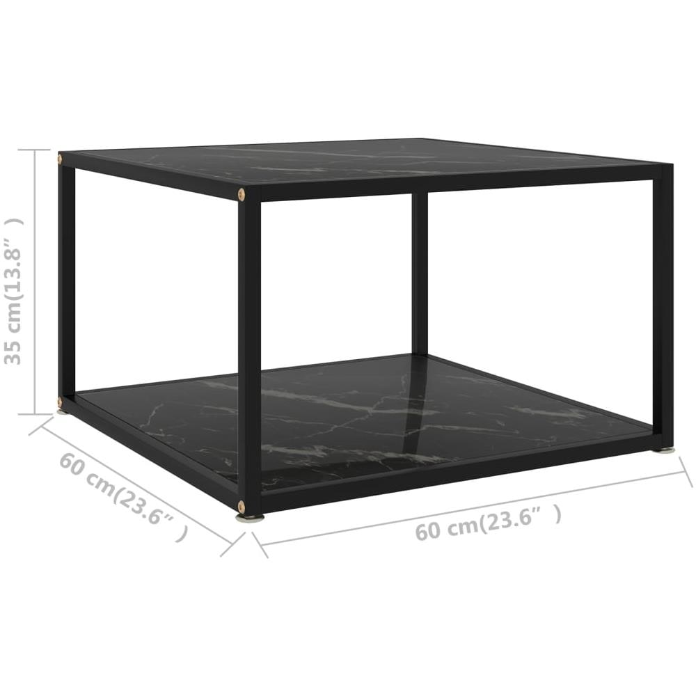 Tavolino Da T Nero 60x60x35 Cm In Vetro Temperato - Foto 5