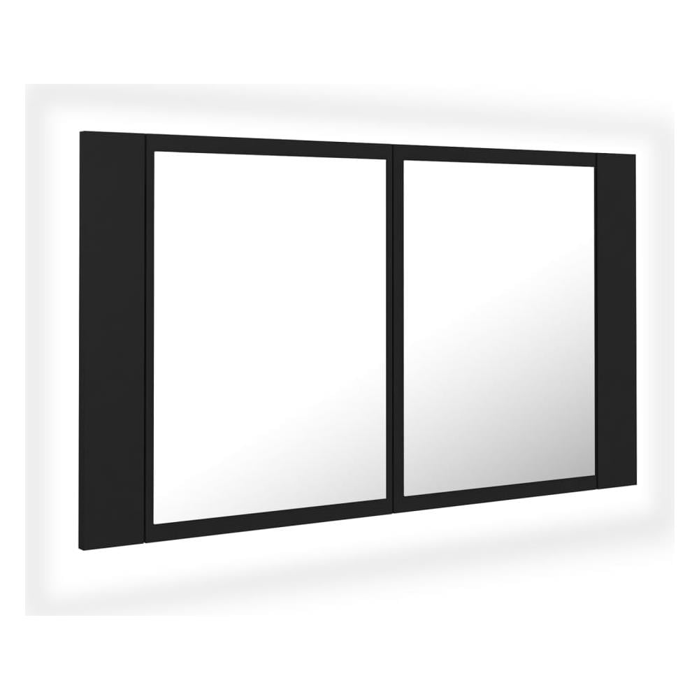 Armadietto a Specchio con Luci LED Nero 80x12x45 cm in Acrilico - Foto 1