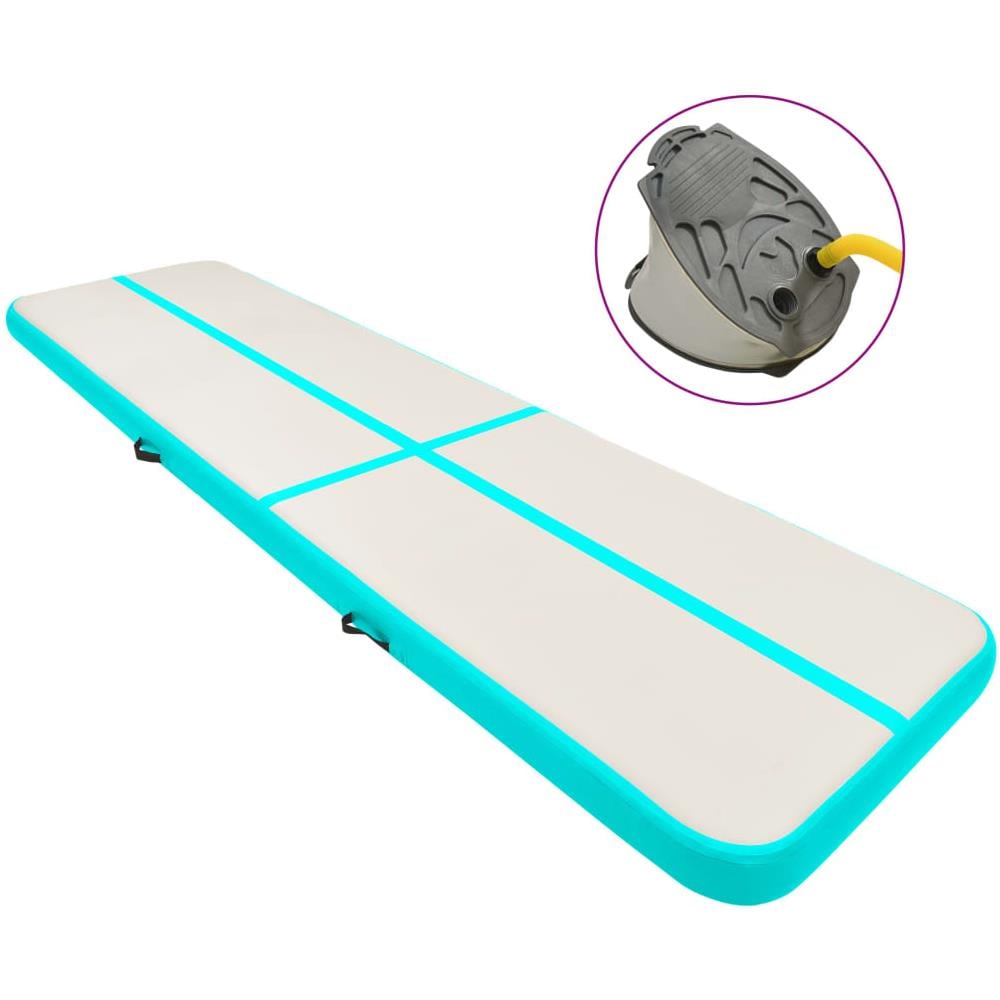Tappetino Ginnastica Gonfiabile e Pompa 600x100x20cm PVC Verde - Foto 1