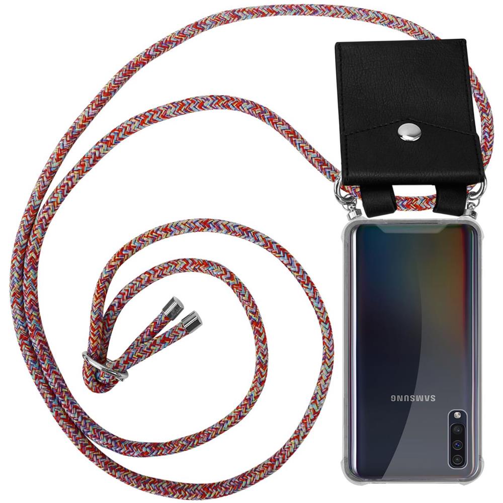 Catena Di Telefoni Cellulari Compatibile Con Samsung Galaxy A30s In Colorful Parrot - Coperchio Protettivo In Silicone Con Anelli D'argento, Cinturino In Corda E Custodia Staccabile - Foto 1
