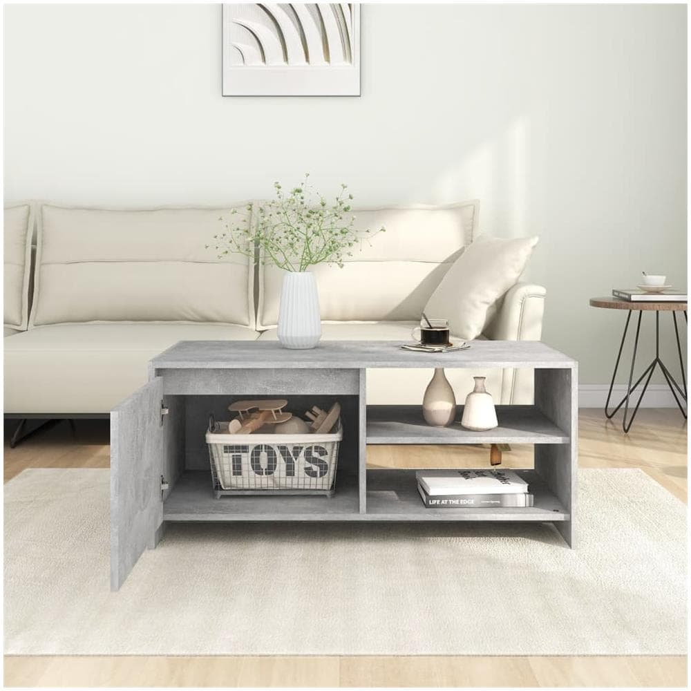 Tavolino Salotto Grigio Cemento 102x50x45 Cm Legno Multistrato - Foto 3