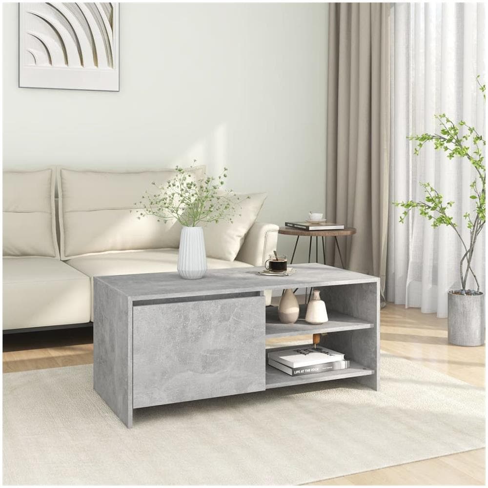 Tavolino Salotto Grigio Cemento 102x50x45 Cm Legno Multistrato - Foto 1