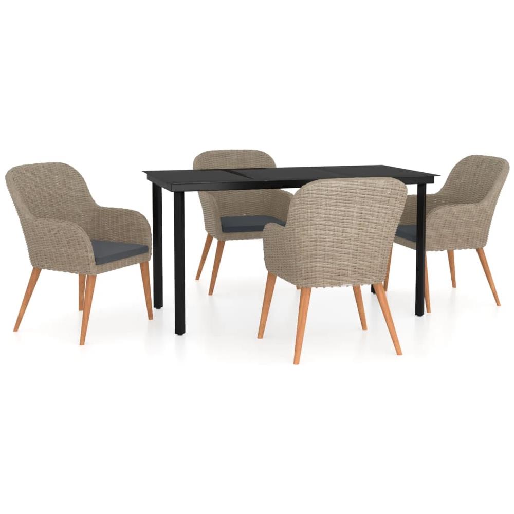Set Da Pranzo Per Giardino 5 Pz Con Cuscini Marrone - Foto 2